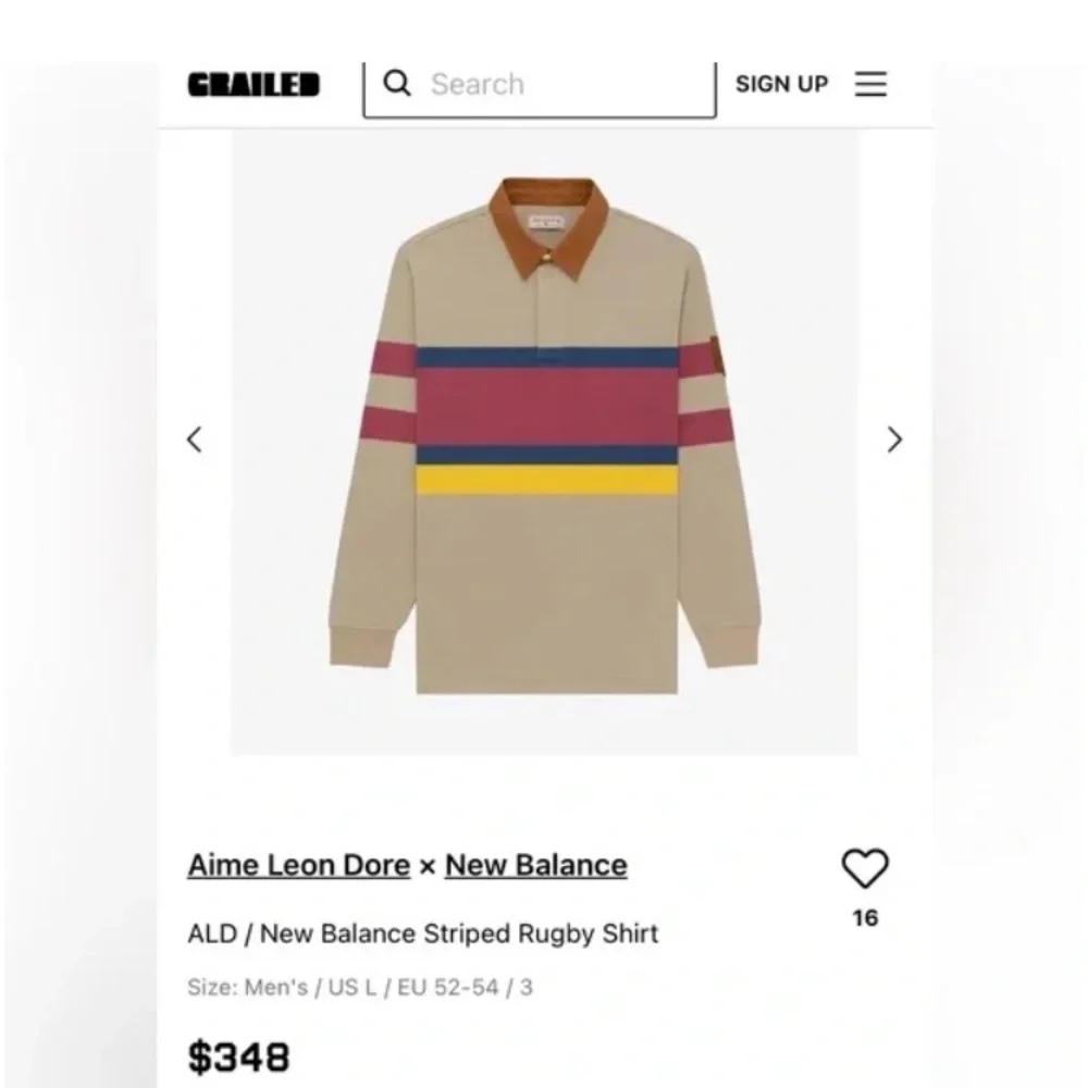 Aime Leon Dore x New Balance XXL Rainier Rugby Long Sleeve Shirt Striped - Picture 13 of 16